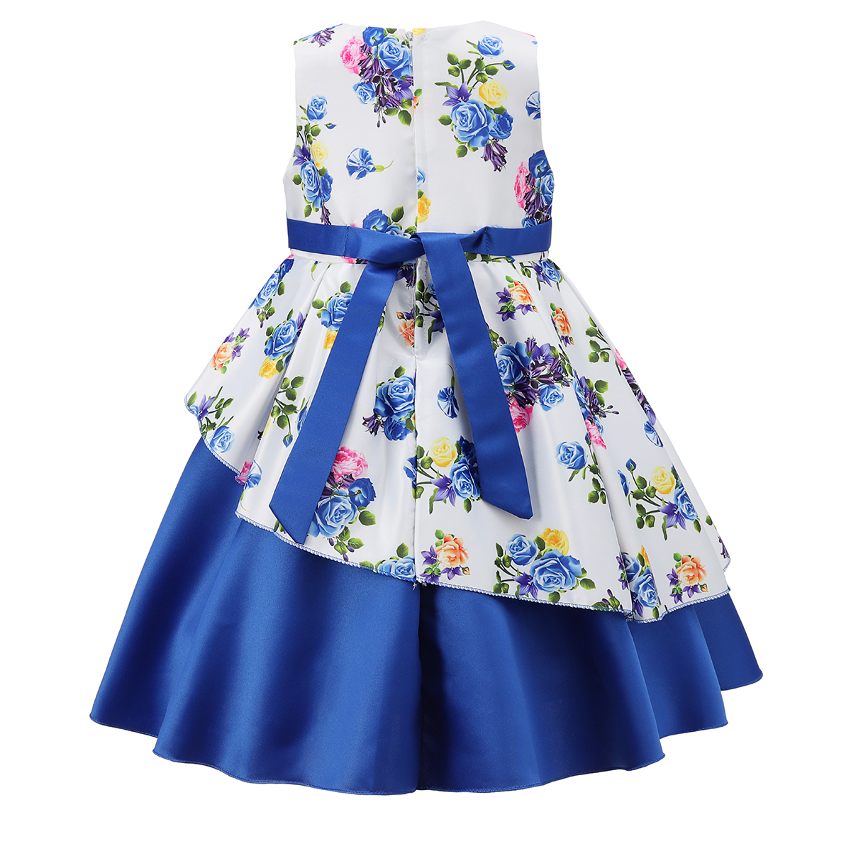 Navy & White Floral Contrast Bow Dress 6-24M