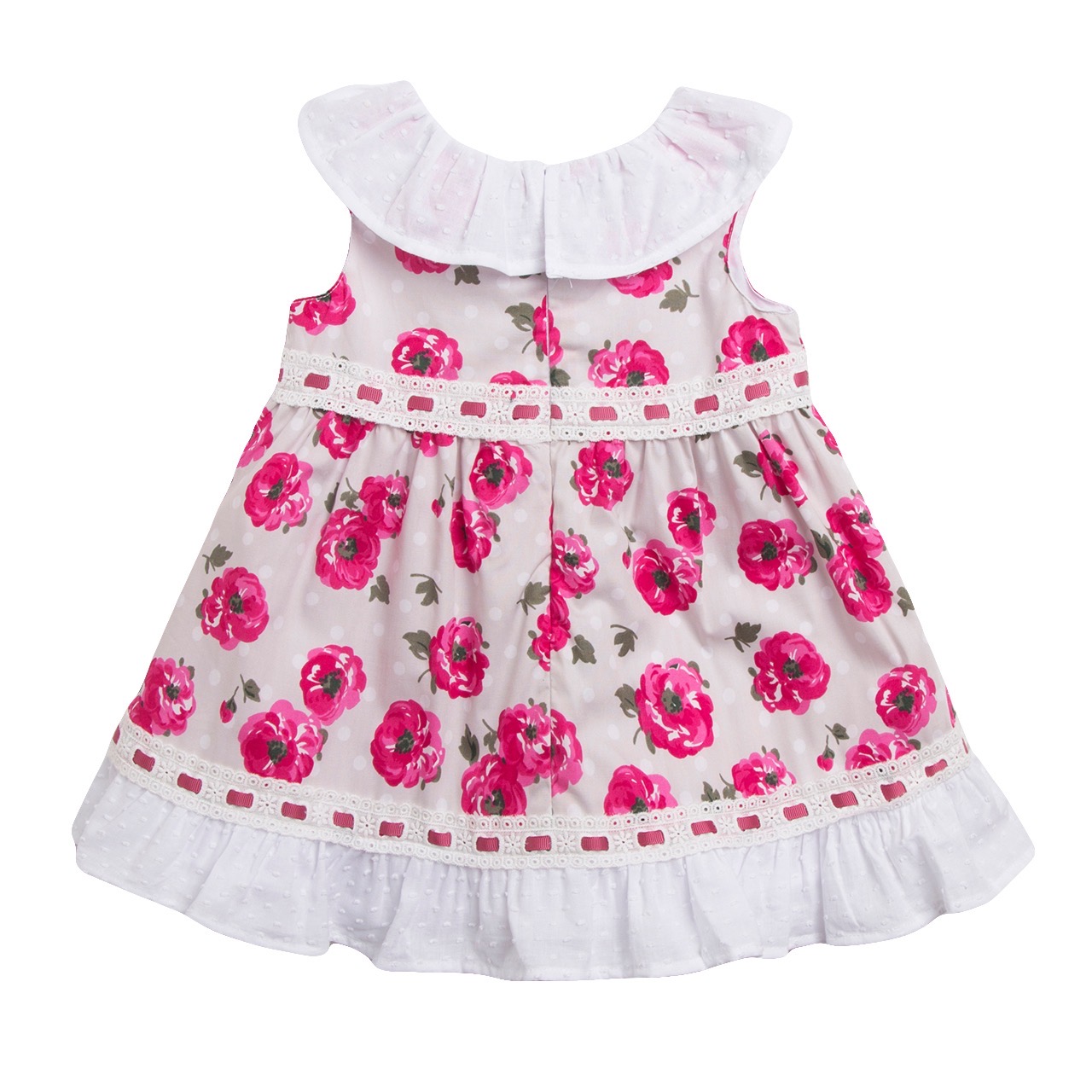 H/Pink Rose Spanish Collar Dress Set 6-24M