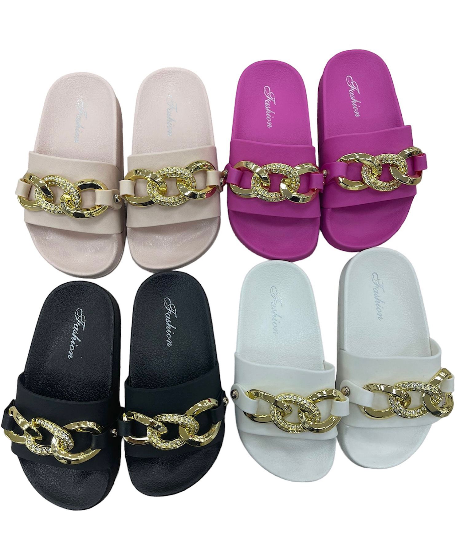 Set Of 4 Gold Diamante Chain Sandals 30-35 EU