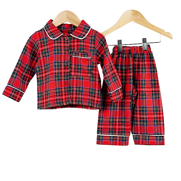 Red Tartan 2PC Piped Pyjama Christmas Set 6 24M