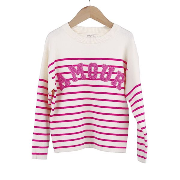 Pink store striped sweatshirt