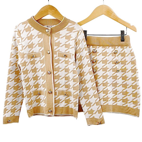 Beige skirt clearance and jacket set