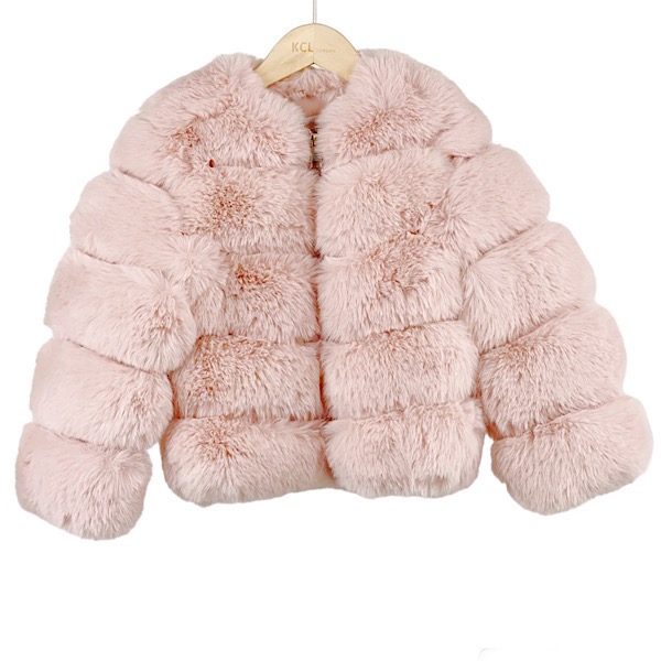 Pink bubble fur coat best sale