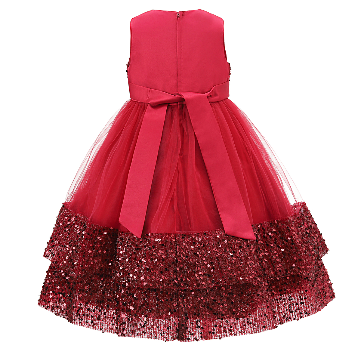 Red Layered Sequin Overlay Bow Dress 6-24M