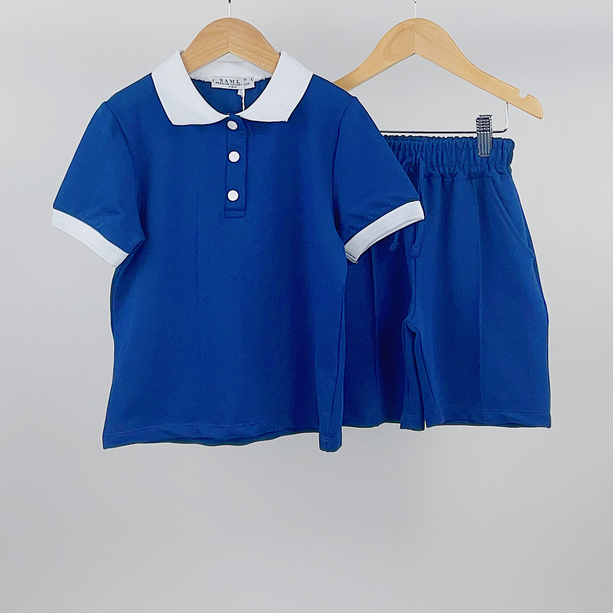 Samli Navy Contrast Collar Poloshirt & Shorts Set 2-8