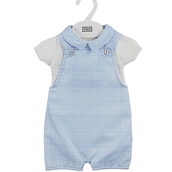 Pex Blue Dungarees & Top 2PC Outfit 0-12M